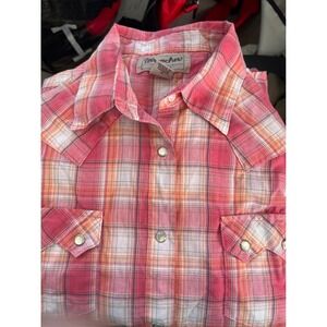 Wranchers by Wrangler Women's Pink Plaid Snap Front Long Sleeve Western